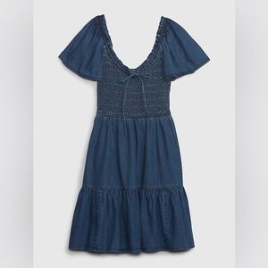 GAP Denim Dress Flutter Sleeve Smocked Denim Mini Dress Cottagecore Bohemian